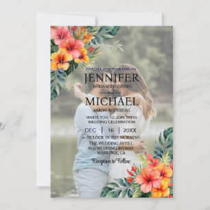 Invitation Portrait superposer photo photo QR Mariage tropica