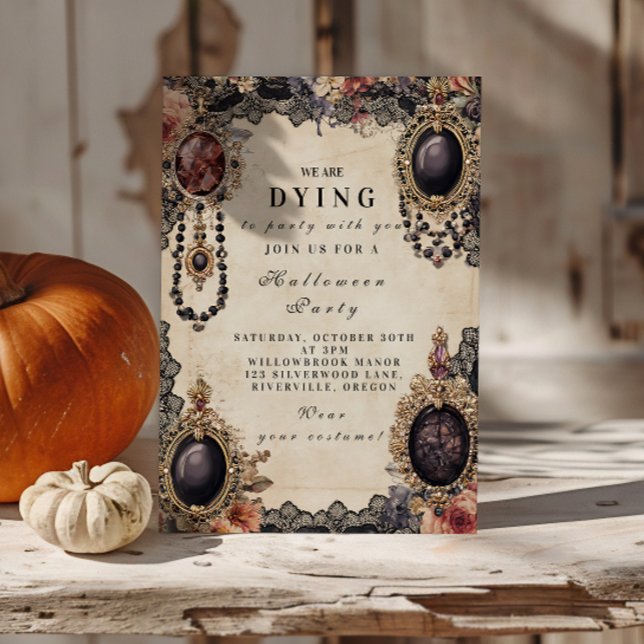 Invitation Portrait Vintage Sombre Halloween (Créateur téléchargé)