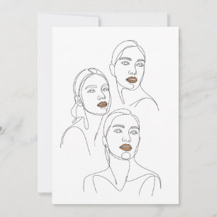 Invitation Portraits de femmes au trait minimaliste