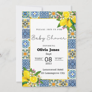 Invitation Portugais Azulejo Baby shower de carreaux de citro