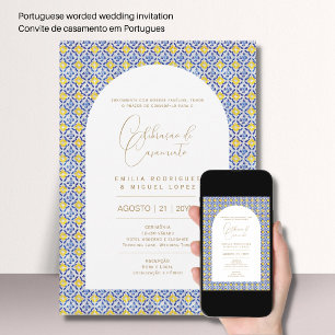Invitation Portugeuse   Casamento Floral Folkart Rústico