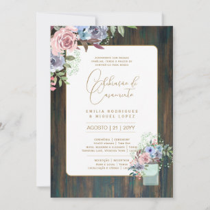Invitation Portugeuse   Casamento Flores Folclóricas Rústica
