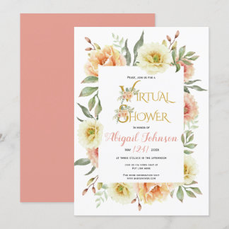 Invitation Poser fleurs virtuel bébé ou nuptiale douche