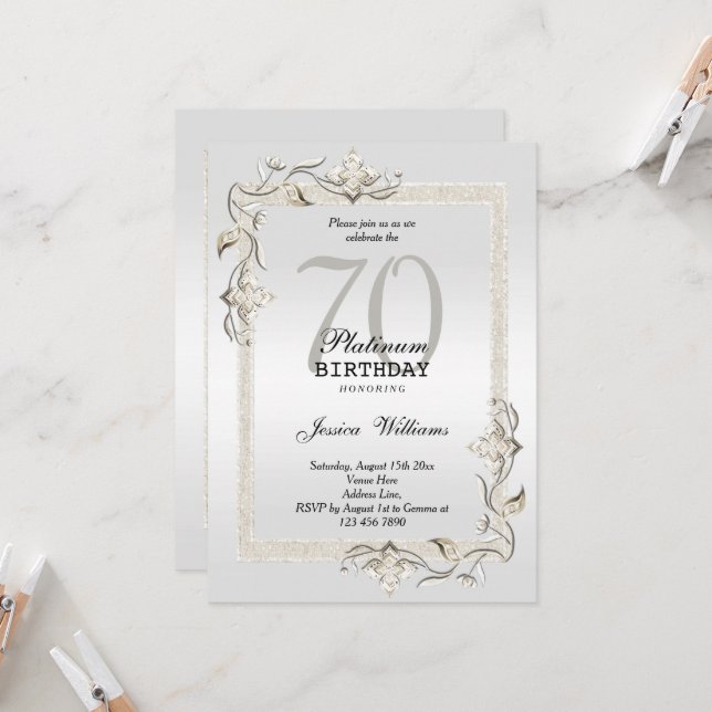 Invitation Posh 70e anniversaire Platinum (Devant/Arrière en situation)
