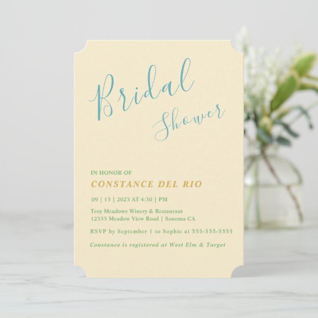 Invitation Posh Minimale De Douche Nuptiale (Debout devant)