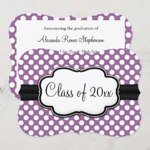 Invitation Posh Purple Polka Dot Graduation
