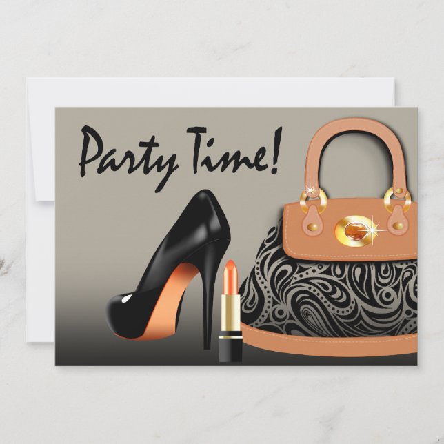 Invitation Posh Purse, High Heels et Lipstick Girls Party (Devant)