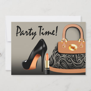 Invitation Posh Purse, High Heels et Lipstick Girls Party