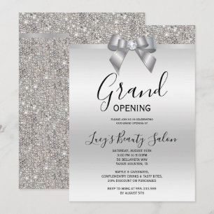 Invitation Posh Rose Argent Bijoux Bow Grand Ouverture