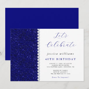 Invitation Posh Sequins & Diamonds Marine Anniversaire