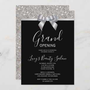 Invitation Posh Silver & Black Jewel Bow Grand Ouverture