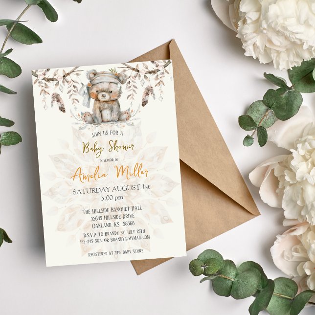 Invitation Possibilité d'attente précoce Baby shower Invitati (Can Bearly Wait Boho Baby Shower Invitation)