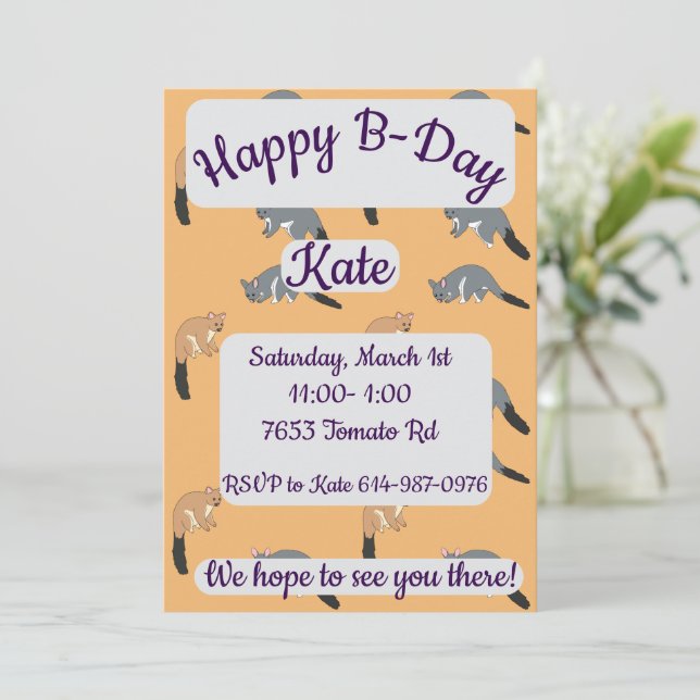 Invitation Possums à Queue touffue Joyeux Anniversaire (Debout devant)