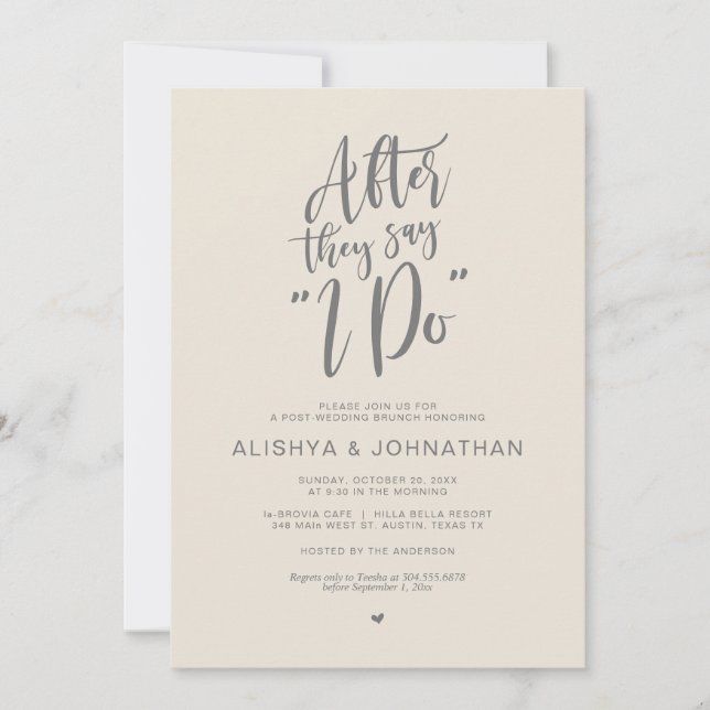 Invitation Post Mariage Brunch, Fête du chalet rustique (Devant)