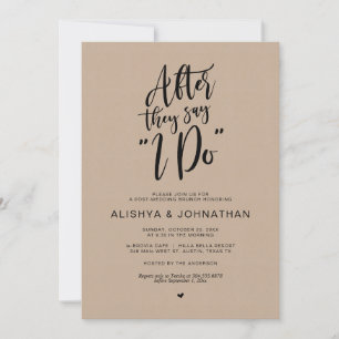 Invitation Post Mariage Brunch, Kraft Brown, Script noir