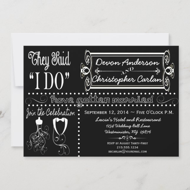 Invitation Post Mariage Chic Chalkboard (Devant)