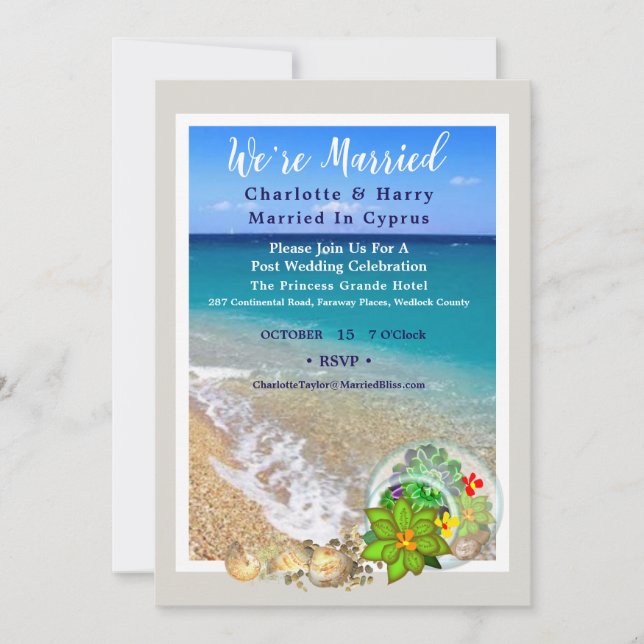 Invitation Post Mariage réception Sunny Beach Scène voiture (Devant)