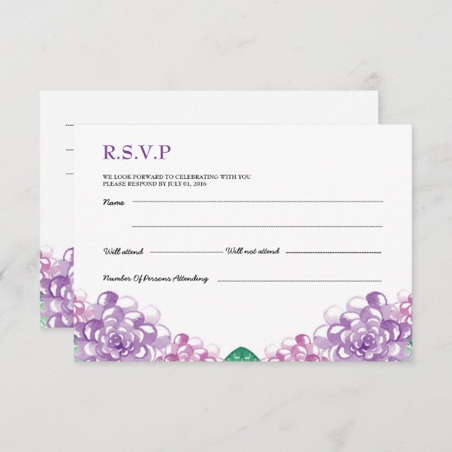 Invitation PostCard de mariage RSVP (Devant / Derrière)