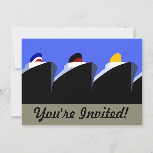 Invitation Poster Art Déco des paquebots de croisière vintage (Devant)