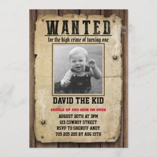 Invitation Poster Boys Recherché Premier Anniversaire Cowboy