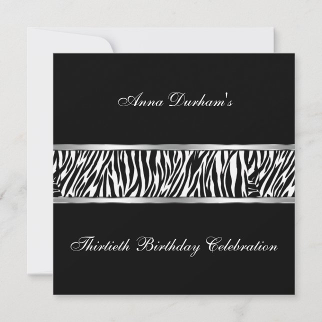 Invitation Poster de animal classique [Zebra Black (Devant)