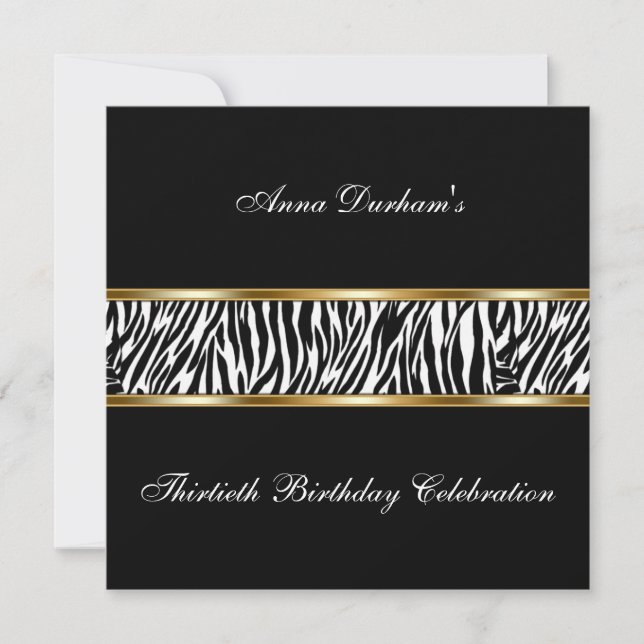 Invitation Poster de animal classique [Zebra - Noi (Devant)