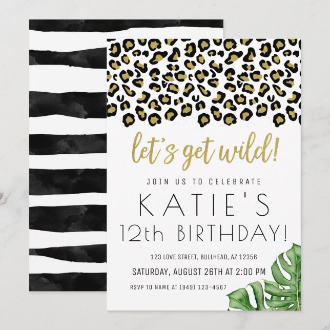 Invitation Poster de animal Faisons-nous Wild Safari Jungle I (Devant / Derrière)