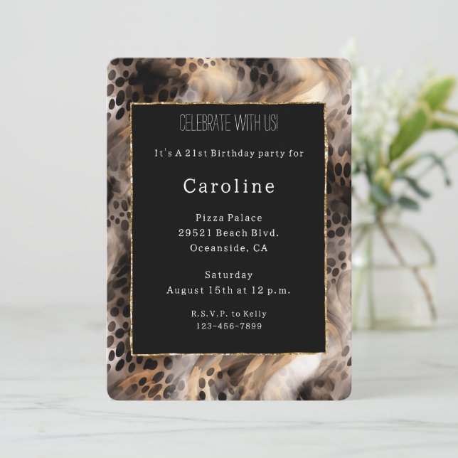 Invitation Poster de animal Leopard Bow (Debout devant)