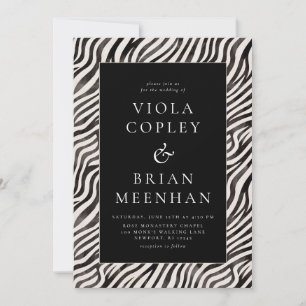 Invitation Poster de animal noir blanc Zebra Glam Mariage