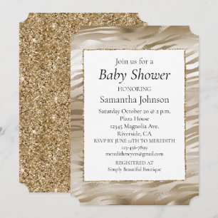 Invitation Poster de animal Ombre Zebra or et blanc