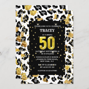 Invitation Poster de animal or noir parties scintillant motif