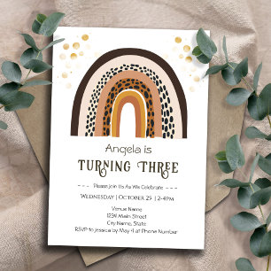 Invitation Poster de animal Rainbow Boho 3e anniversaire