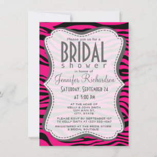 Invitation Poster de animal rose clair Zebra
