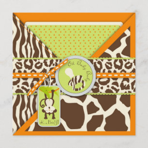 Invitation Poster de animal Safari Monkey & Pacifier