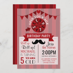Invitation Poster de Cirque Classique Fête d'anniversaire pou