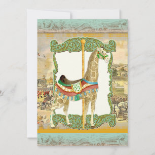 Invitation Poster de cirque vintage, Baby shower de girafe