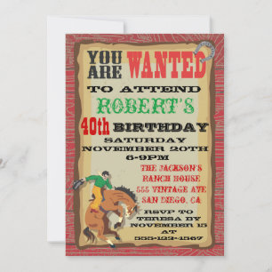 Invitation Poster de la fête d'anniversaire de Bronco Cowboy