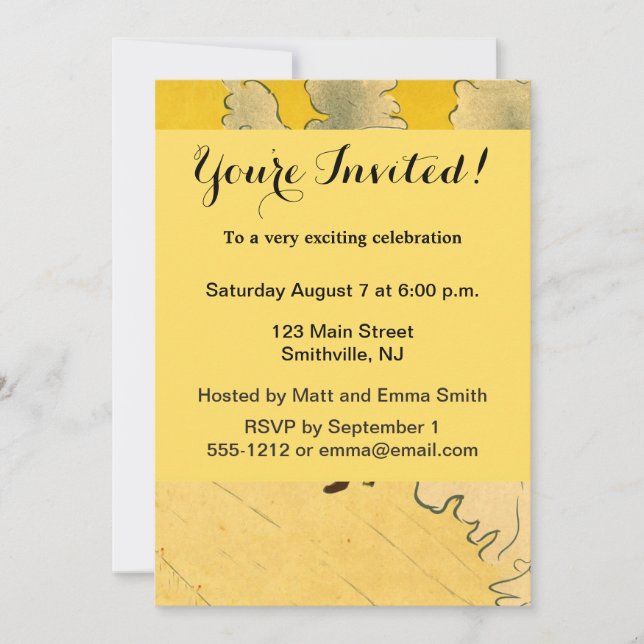 Invitation Poster de la fille dansante Jaune Toulouse Lautrec (Devant)