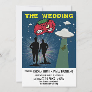 Invitation Poster de Retro Sci Fi Gay Mariage virtuel