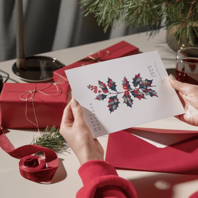 Invitation Poster d'Espoir Moderne Holly Berry Entreprise Noë (Seasons greetings)