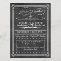 Poster en gris vintage Damask Style Mariage