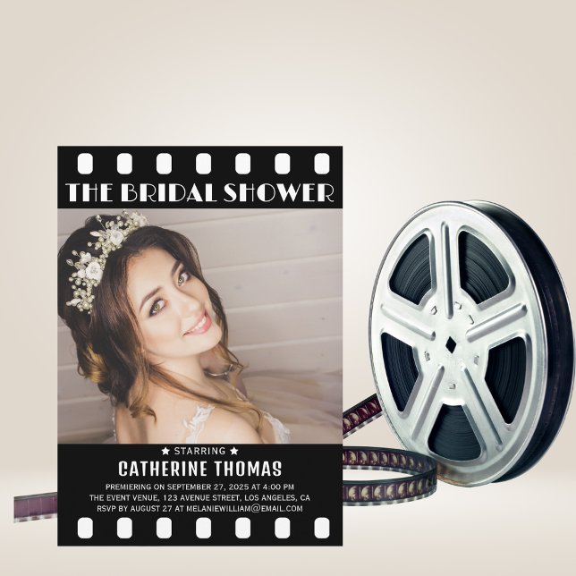 Invitation Poster Film Bande Mariage noir et blanc (Créateur téléchargé)