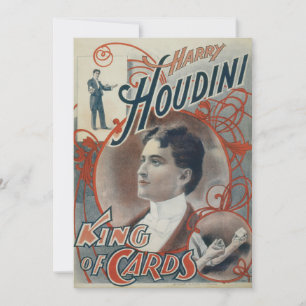 Invitation Poster magique vintage, Magicien Harry Houdini