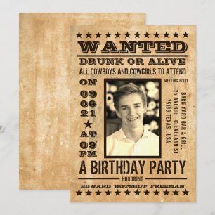 Invitation Poster Recherché, Anniversaire Vintage de l'Ouest