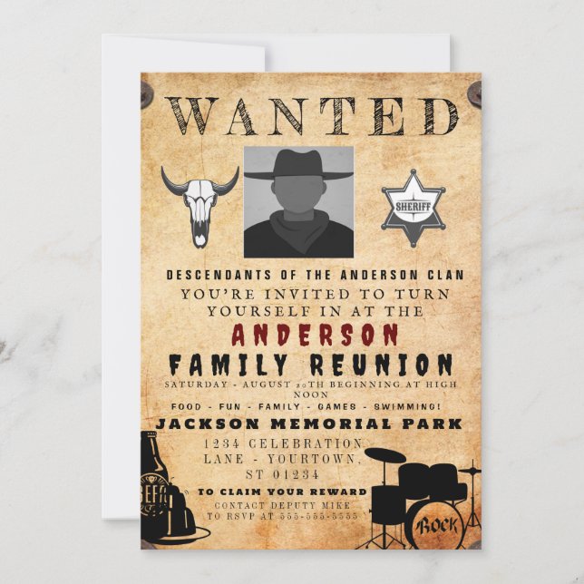 Invitation Poster Recherché Famille Réunion Barbecue Invitati (Devant)