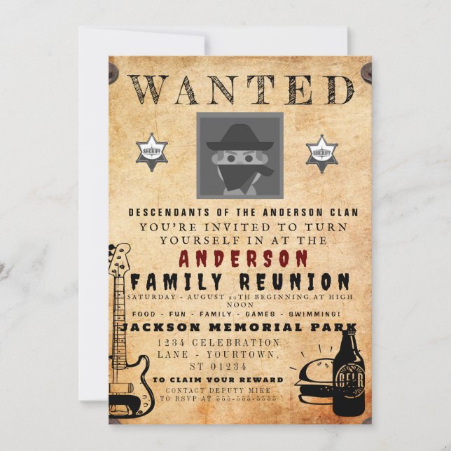 Invitation Poster Recherché Famille Réunion Barbecue Invitati (Devant)