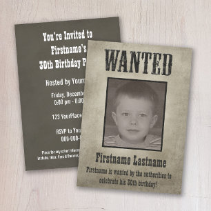 Invitation Poster Recherché Funny Anniversaire