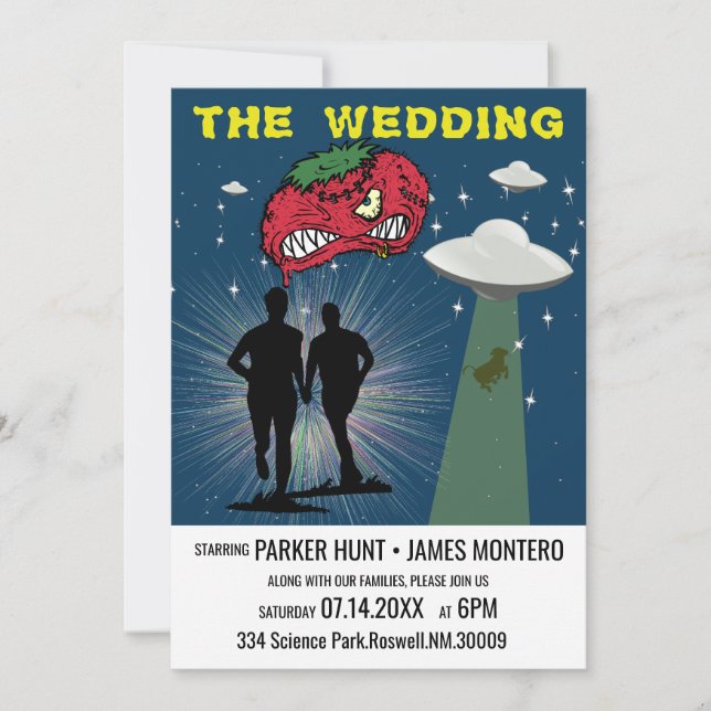 Invitation Poster Retro Sci Fi Mariage gay (Devant)