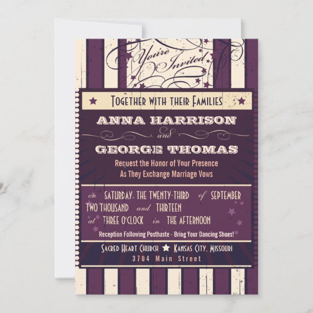 Invitation Poster rustique : Eggplant Dream Mariage personnal (Devant)