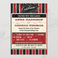 Poster rustique : Mariage personnalisé rouge et no